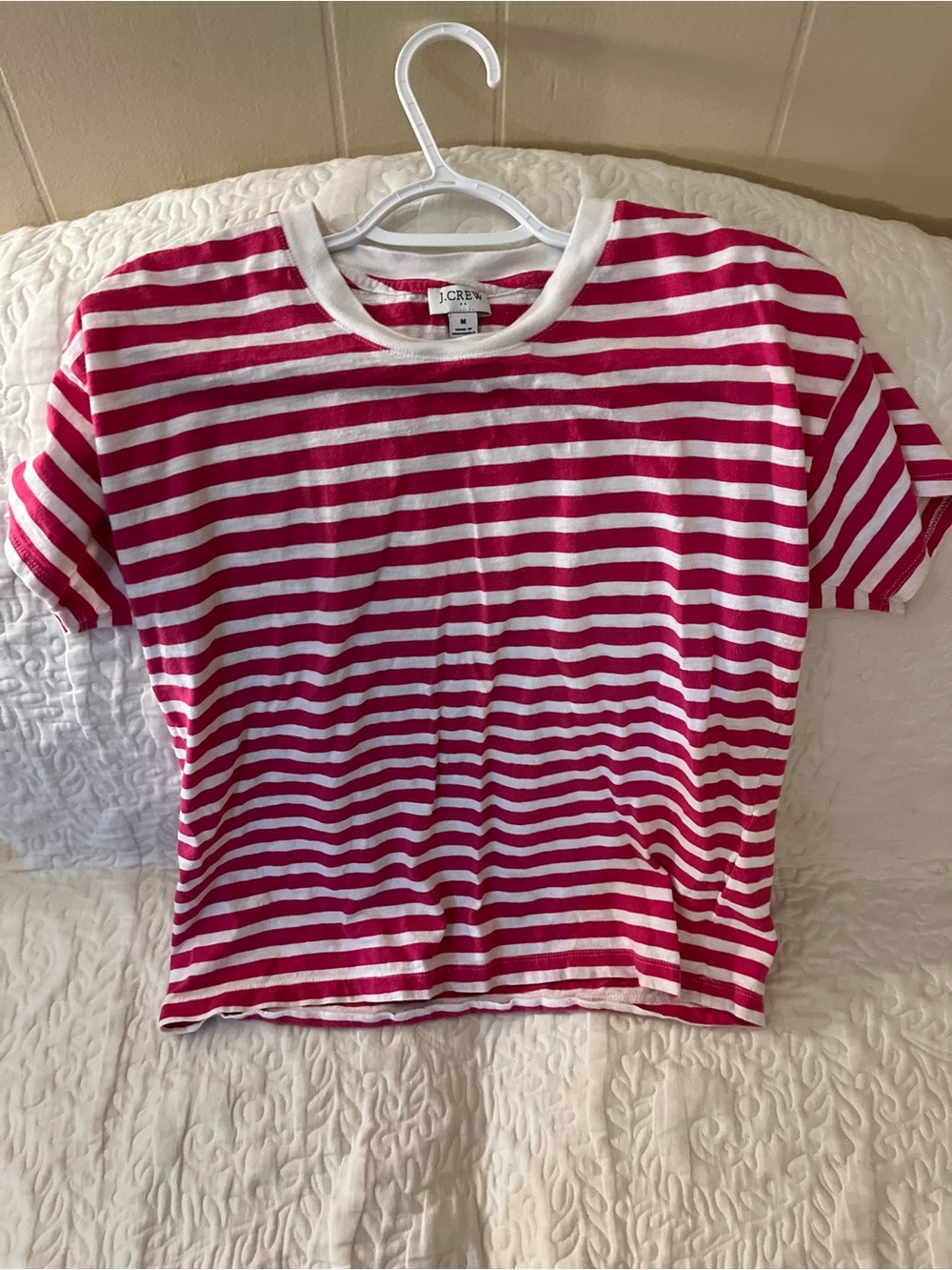 J. Crew  Pink & White Striped Tee